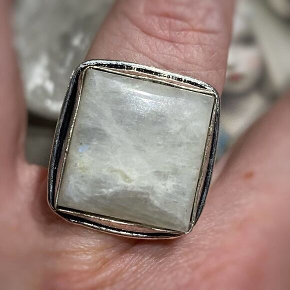 Sterling Silver Moonstone Boho Statement Ring Size 9 - Picture 8 of 9